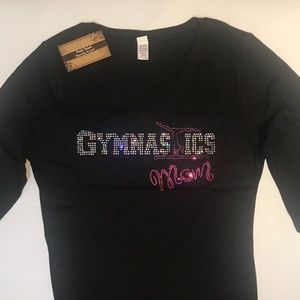 Bling Gymnastics Mom 3/4 Sleeve VNeck Large NWT
